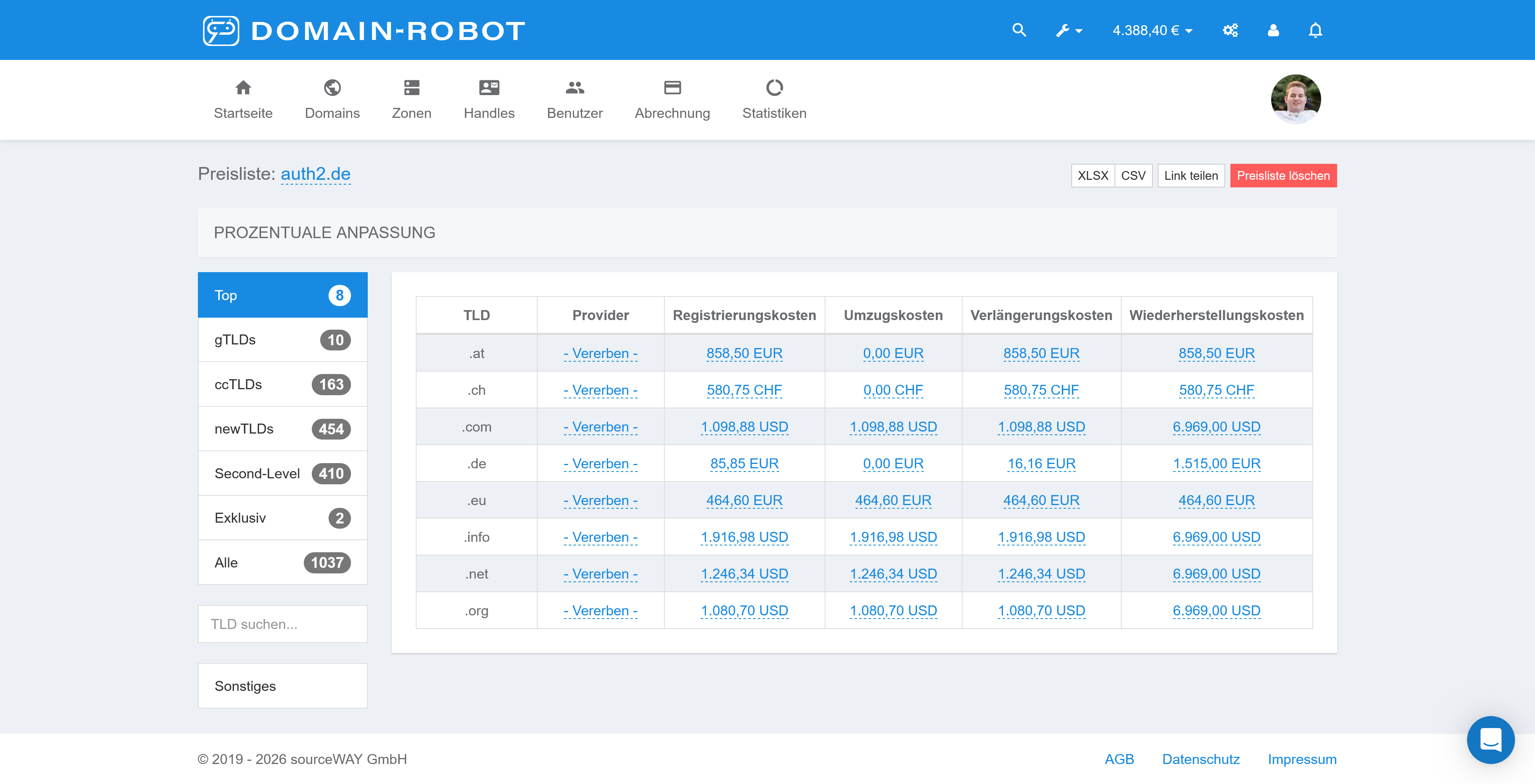 Preisliste "auth2.de"